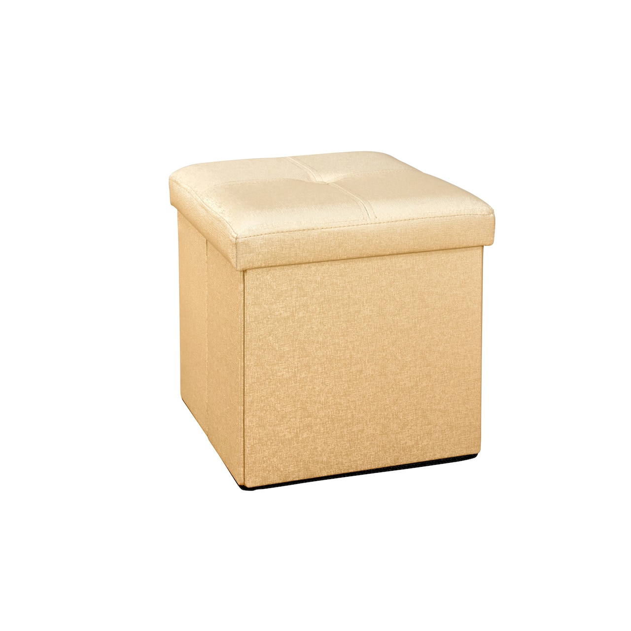 Simplify Metallic Faux Leather Folding Storage Ottoman Cube